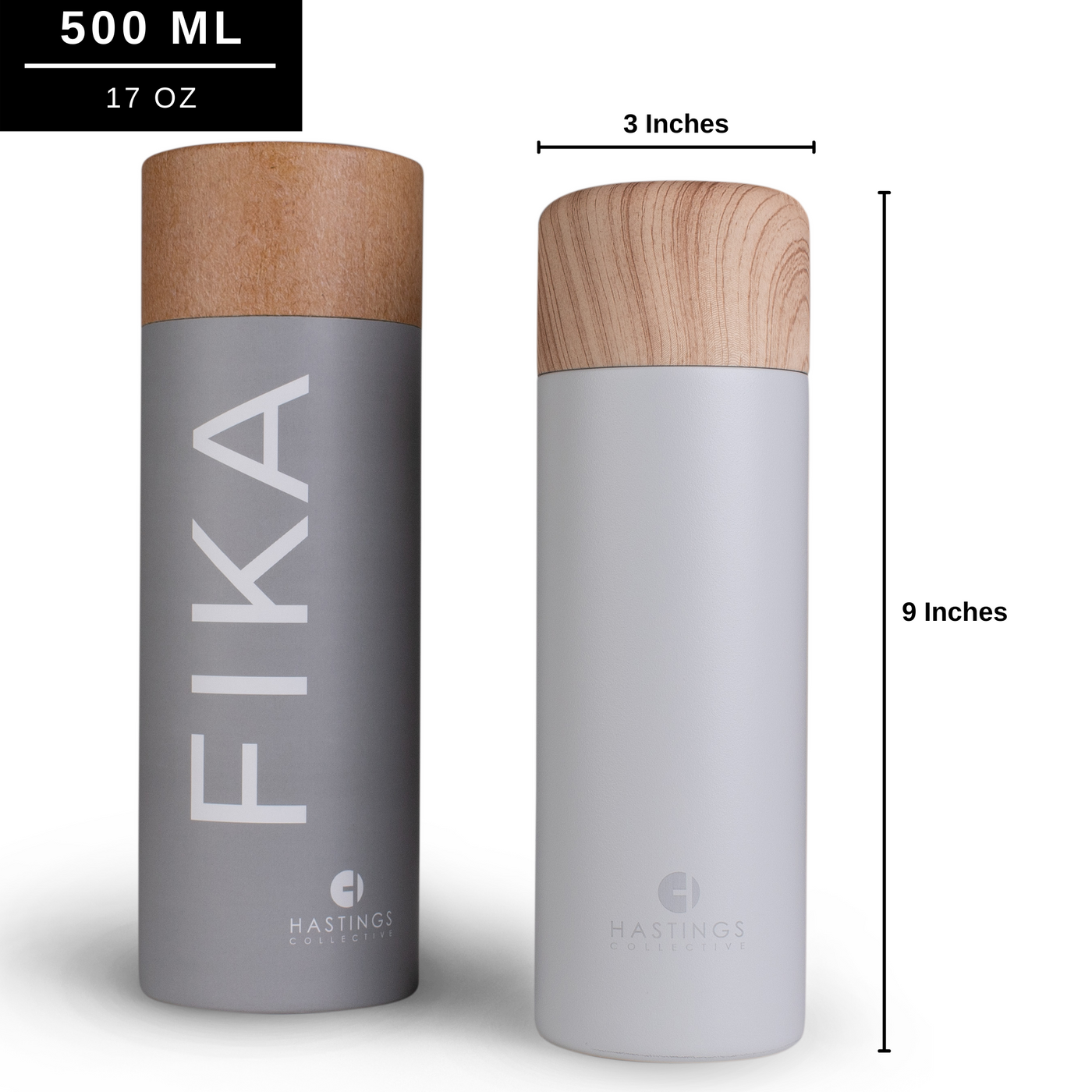 FIKA Thermal insulated flask for water, coffee or tea. 17oz/500mL Gray - Hastings Collective