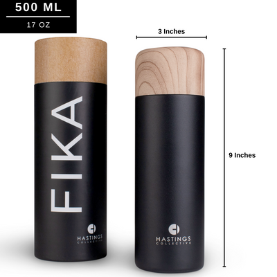 FIKA Thermal insulated flask for water, coffee or tea. 17oz/500mL Black - Hastings Collective